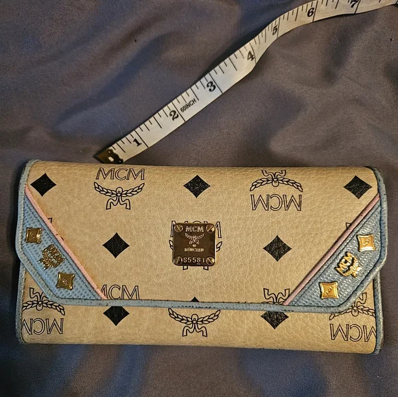 MCM Beige and Light Blue Women's Wallet Nwot - Picture 1 of 9